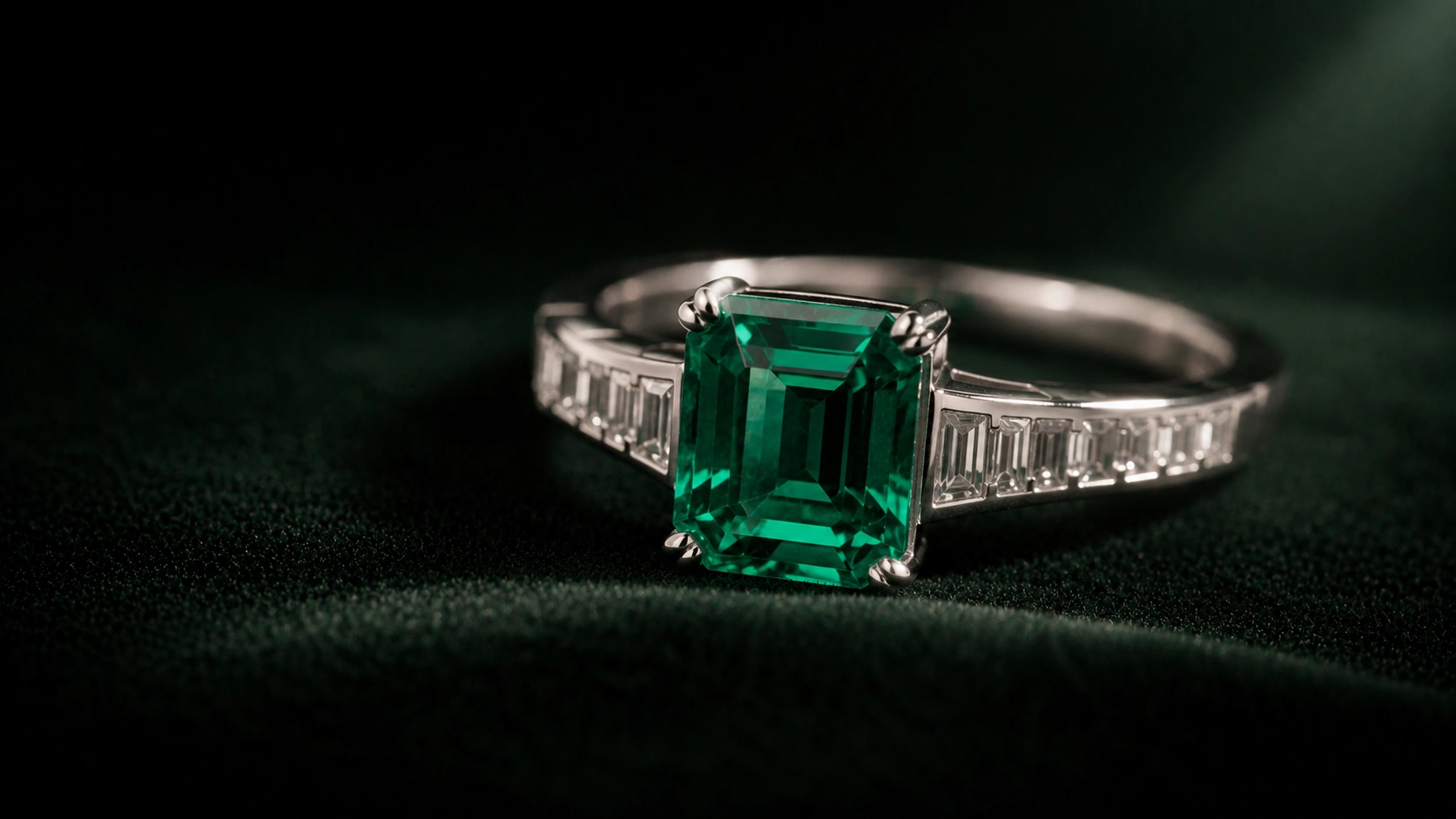 Emerald-cut emerald cocktail ring