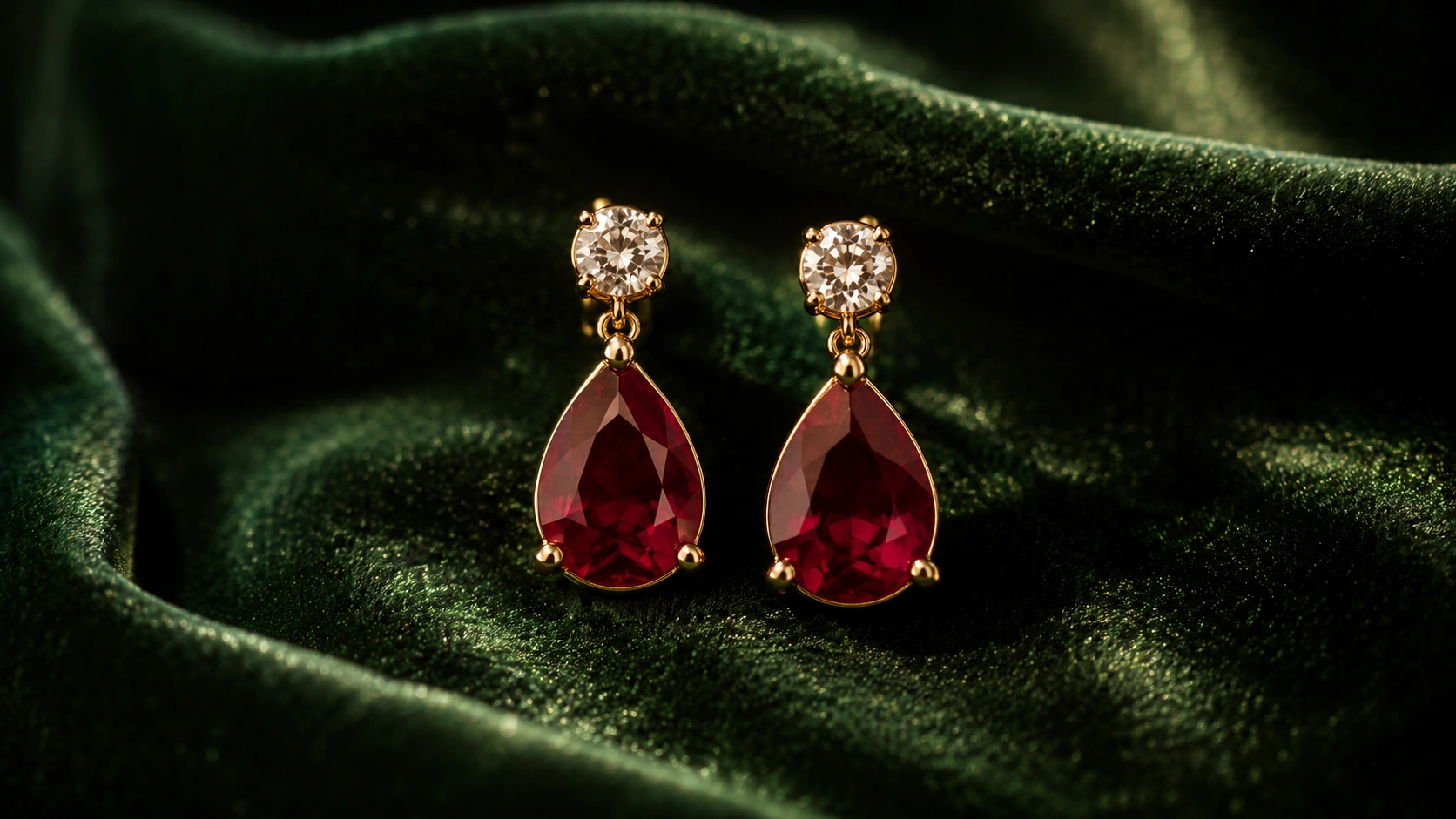 Pear-cut ruby drop earrings