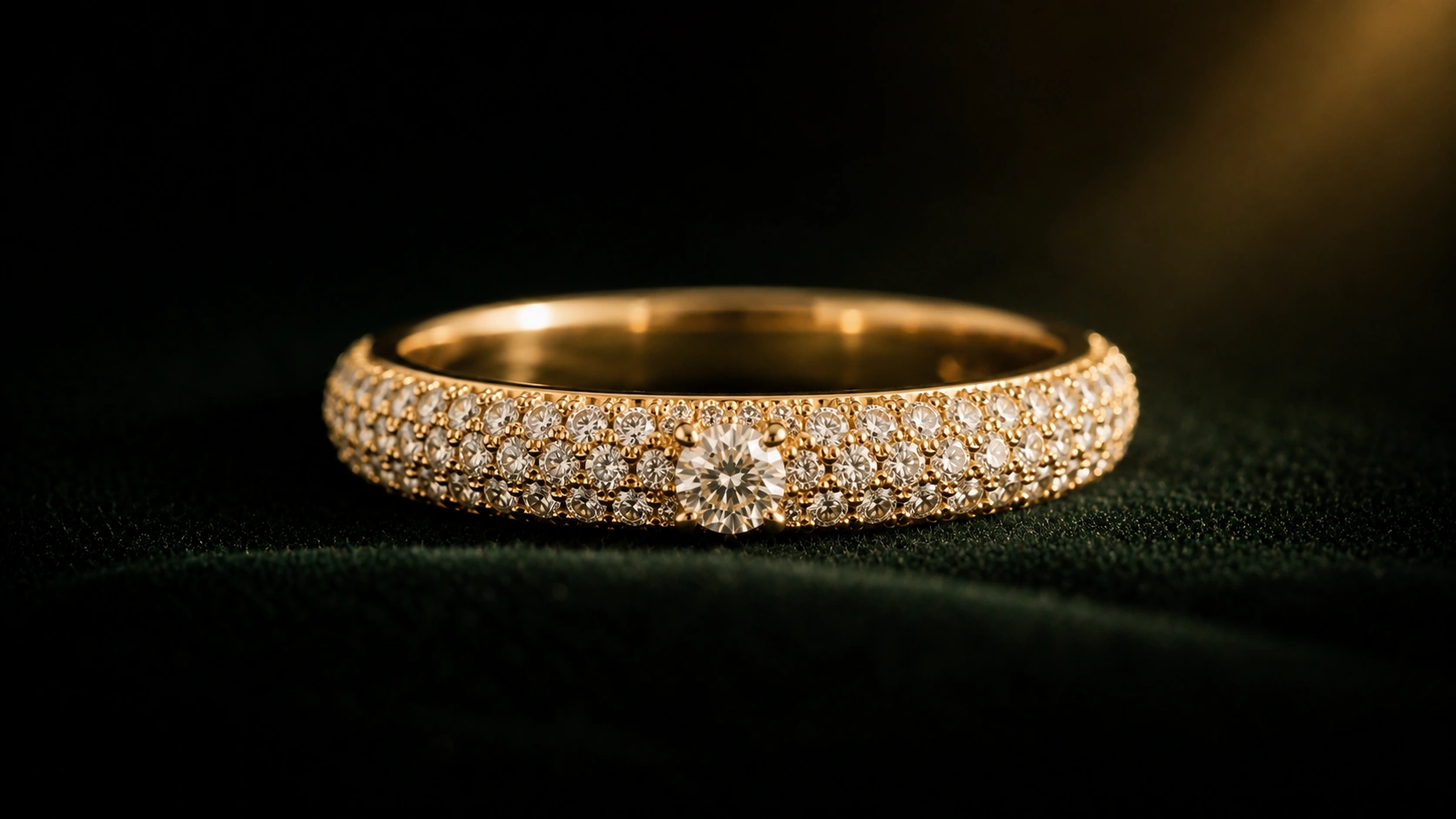 Hand-crafted gold pavé ring